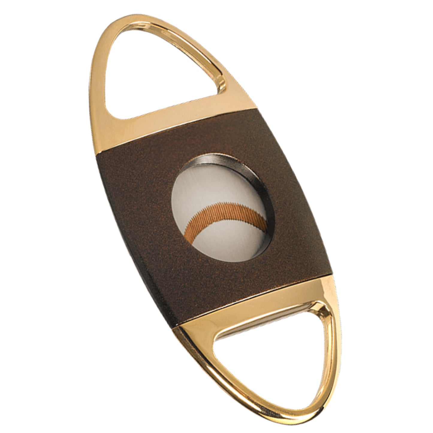 Cigar Cutter Stainless Steel Double Blade Guillotine Cigar Diameter (Gold+Brown) Gift