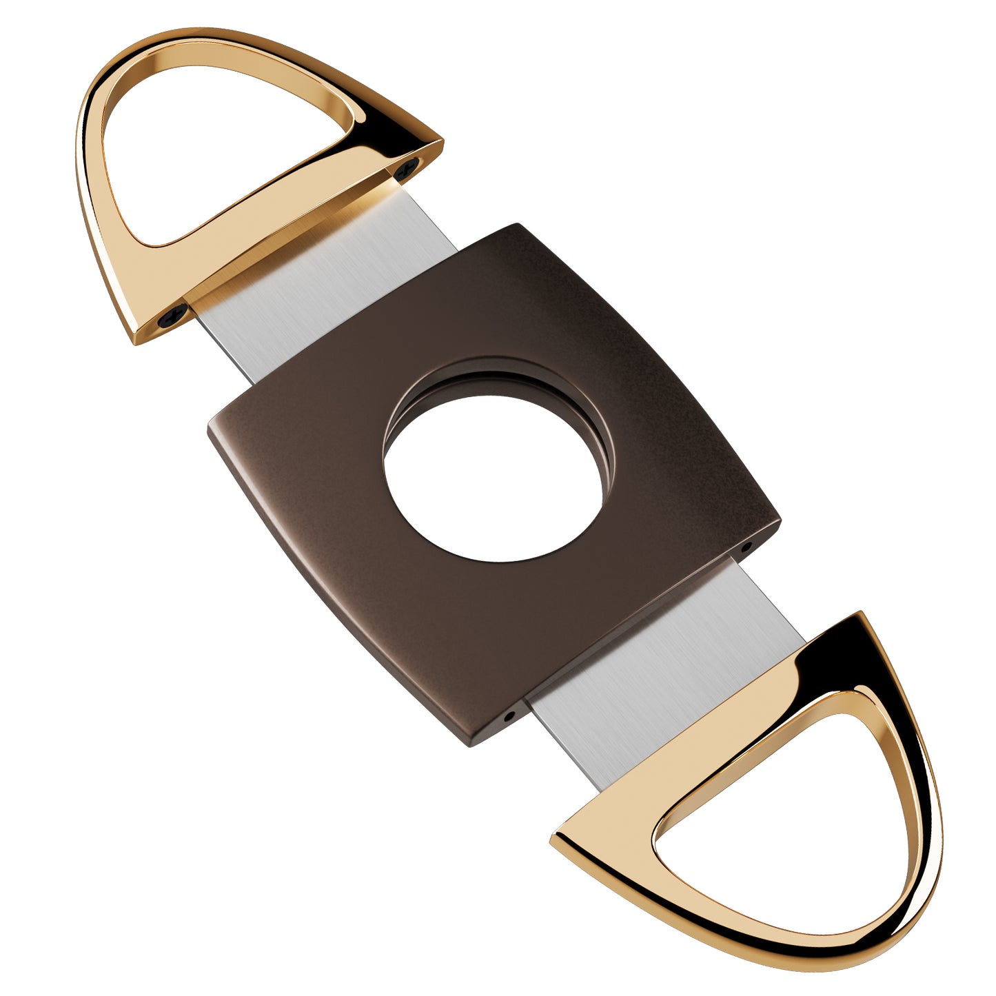 Cigar Cutter Stainless Steel Double Blade Guillotine Cigar Diameter (Gold+Brown) Gift