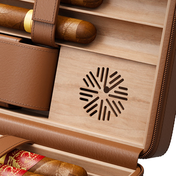 Brown Leather Travel Cigar Humidor Cedar Wood Cigar Box